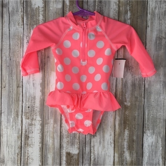 Cat & Jack Kids Pink Polka Dot One Piece Swimsuit - Picture 2 of 7